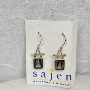 Sajen 925 Sterling Silver Mystic Topaz Drop Dangle Earrings Silver Rainbow Gem